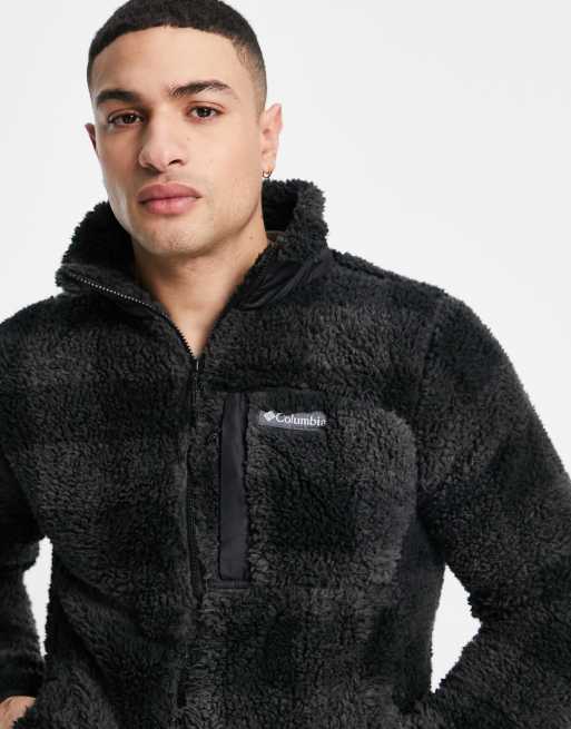 Columbia Winter Pass checked full zip fleece in black ASOS