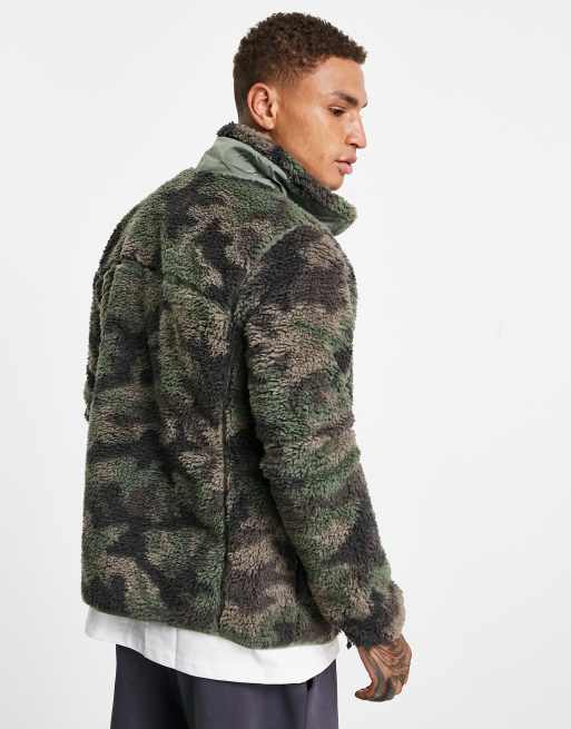 Columbia - Winter Pass - Pile con cerniera lampo e stampa mimetica, colore verde, 4 di 4