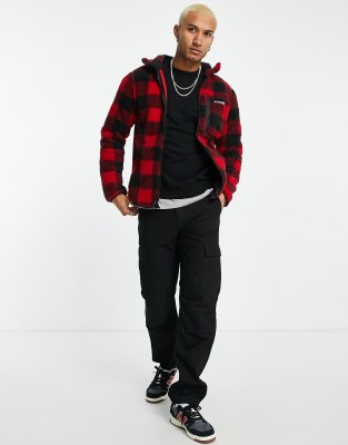 columbia red plaid fleece