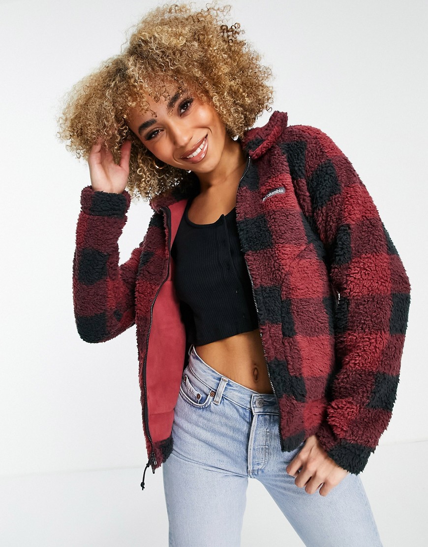 Columbia Winter Pass plaid sherpa fleece in red