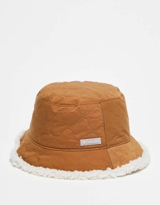 Columbia – Winter Pass – Podszyty kożuszkiem dwustronny kapelusz typu bucket unisex w jasnobrązowym kolorze