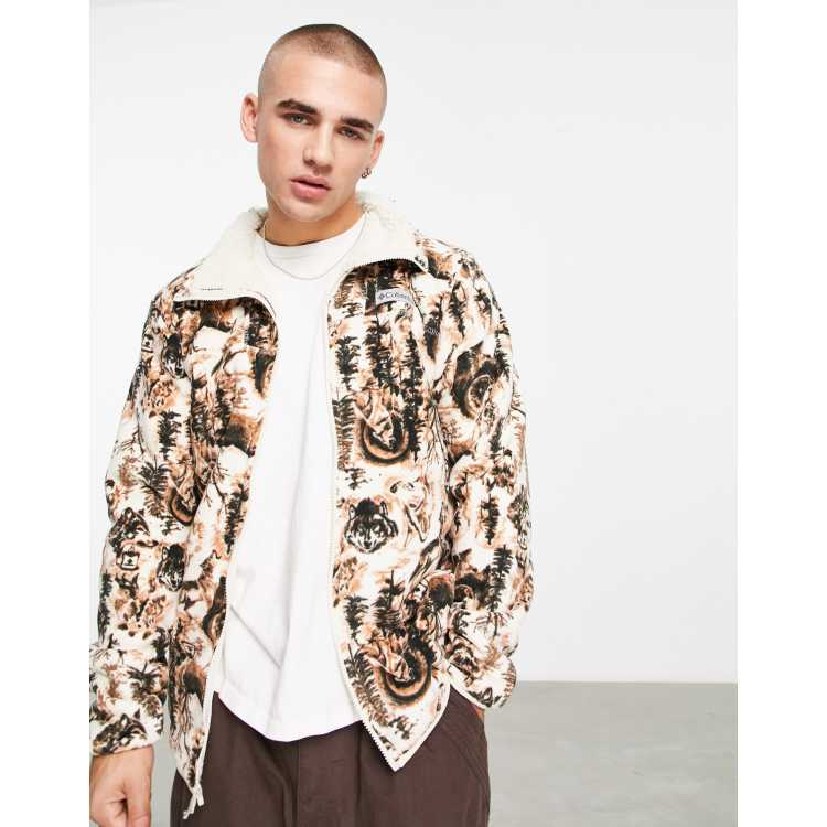 Columbia Winter Pass print full zip fleece in chalk wolfscape