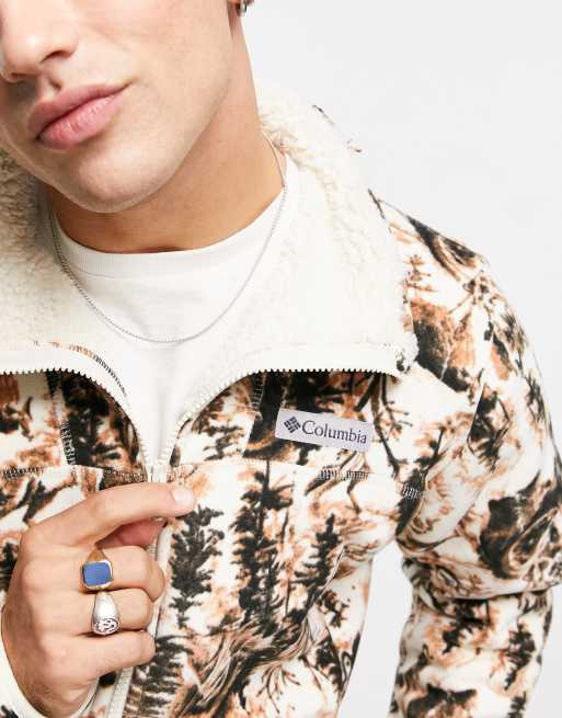 Columbia Winter Pass print full zip fleece in chalk wolfscape
