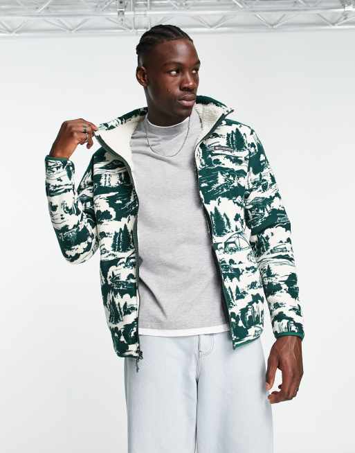 Columbia Winter Pass print full zip fleece in green mountain print