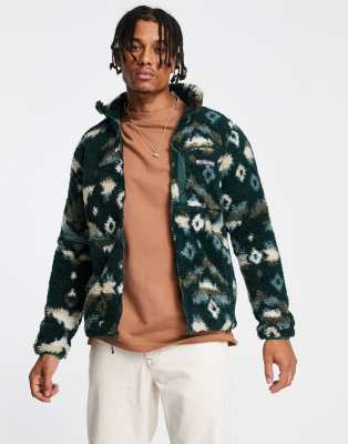 Columbia Winter Pass print full zip fleece in green rocky mountain print