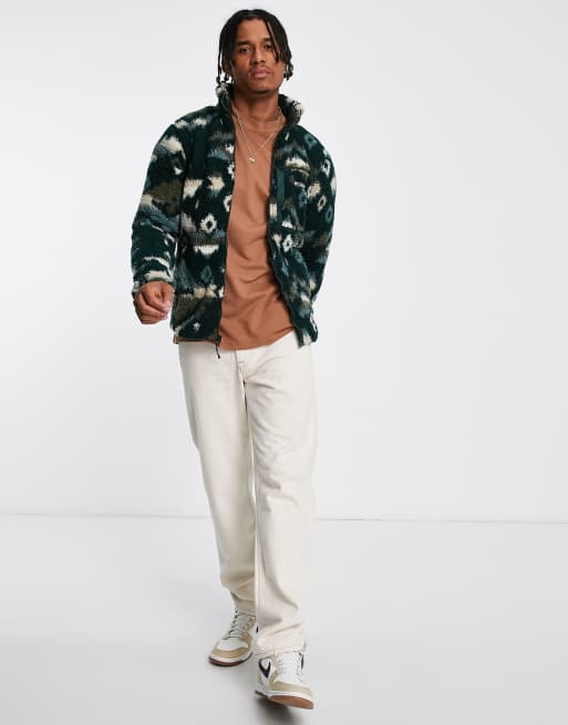 Columbia Winter Pass print full zip fleece in green rocky mountain