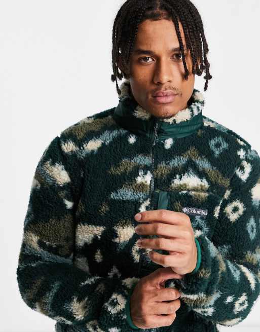 Columbia Winter Pass print full zip fleece in green rocky mountain