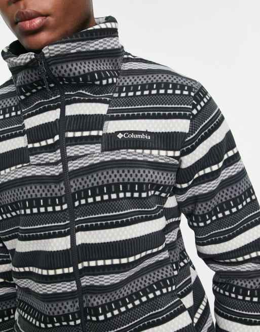 Columbia Winter Pass print full zip fleece in grey mountain stripe