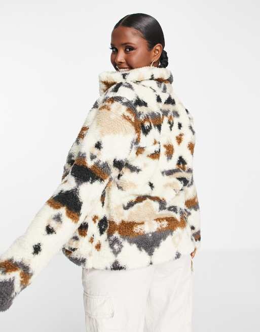 Columbia Winter Pass sherpa zip up jacket in rocky mountain print