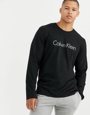 Comfort langærmet bomuldstop fra Calvin Klein-Sort