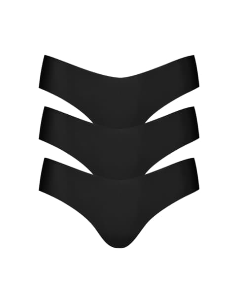 Commando 3 pack invisible rib thong in black in black - BLACK - view 1