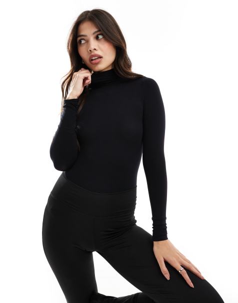 Commando Ballet mockneck longsleeve bodysuit black in black