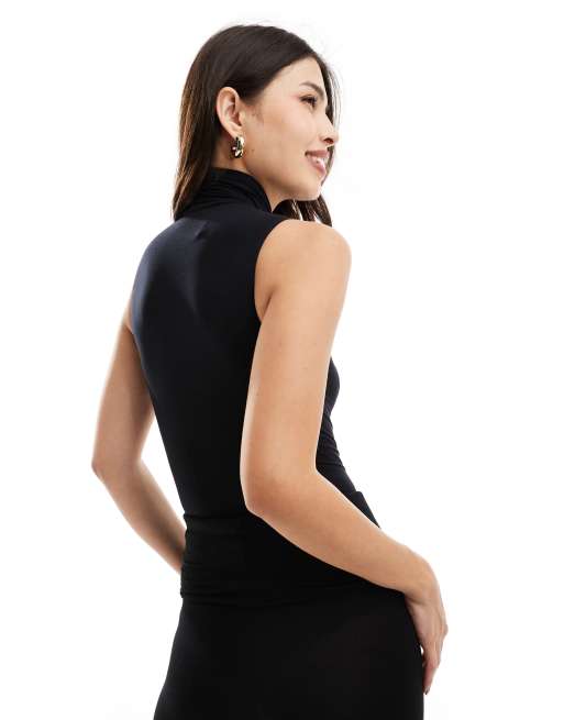 Commando Ballet mockneck sleeveless bodysuit black in black | ASOS