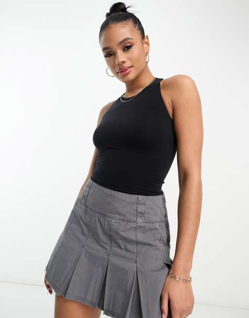 Naked Wardrobe butter basics bodysuit and maxi skirt set in charcoal