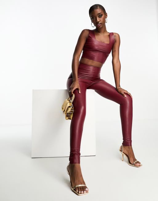 Burgundy Leather Leggings