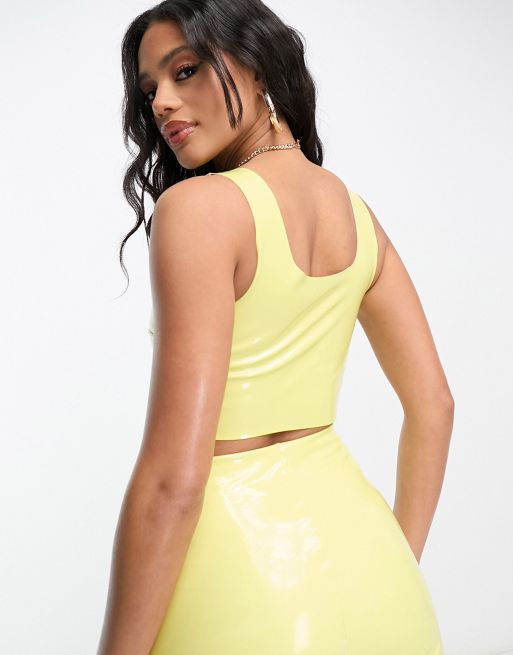 Commando Faux Patent Leather Crop Top in Limeade