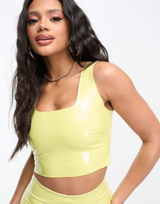 Buy Commando Faux Patent Leather Crop Top In Light Grey - Porcelain At 34%  Off