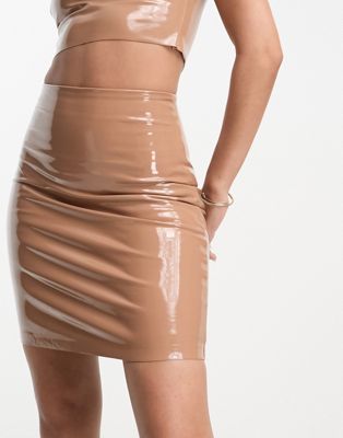 Commando co-ord faux patent leather mini skirt in tan - ASOS Price Checker