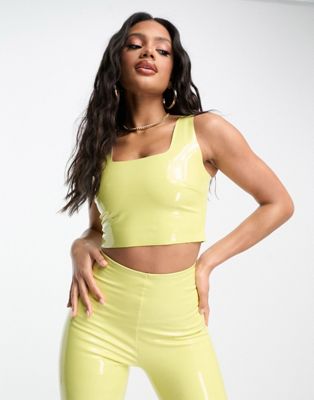 Commando co-ord faux patent leather crop top in pastel yellow - ASOS Price Checker