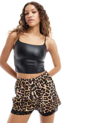 Commando faux leather cami crop top in black