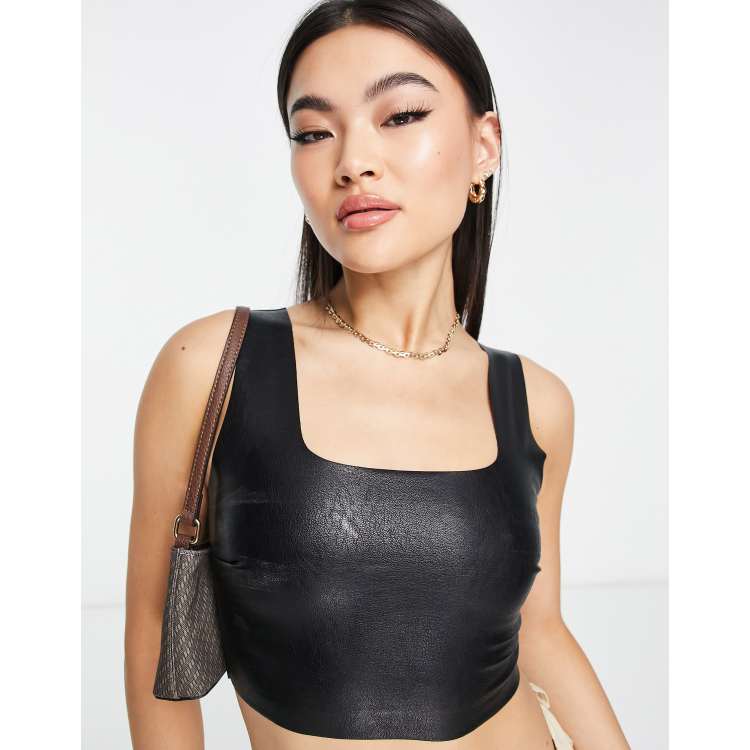 Commando faux leather crop top in black | ASOS