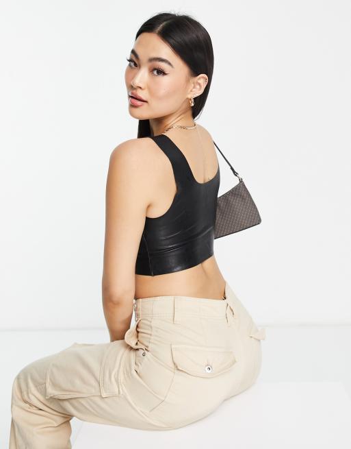 Commando faux leather crop top in black | ASOS