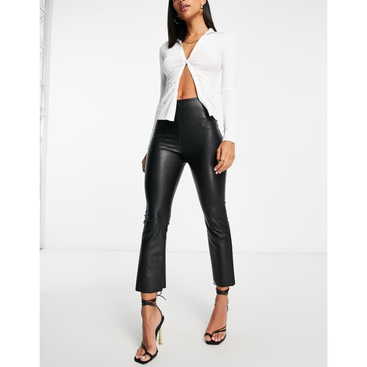 Faux Leather Crop Flare Legging