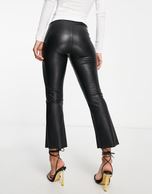 Faux leather store cropped flare pants