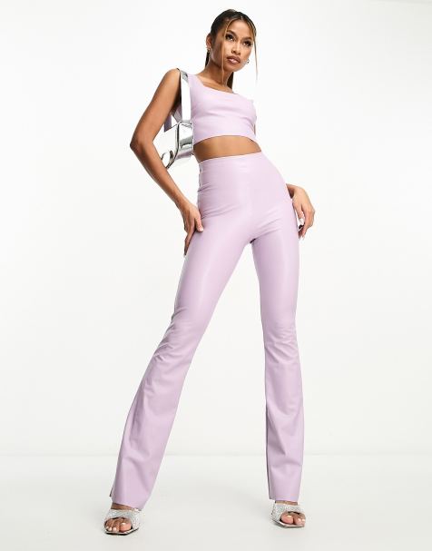 Commando faux leather flared leggings in lilac - part of a set - view 1