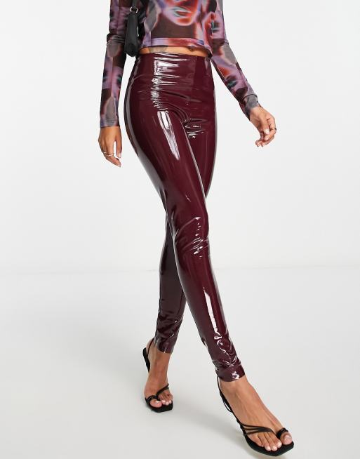 Commando Control Top Faux Patent Leather Pleather Red Sienna Leggings Size L