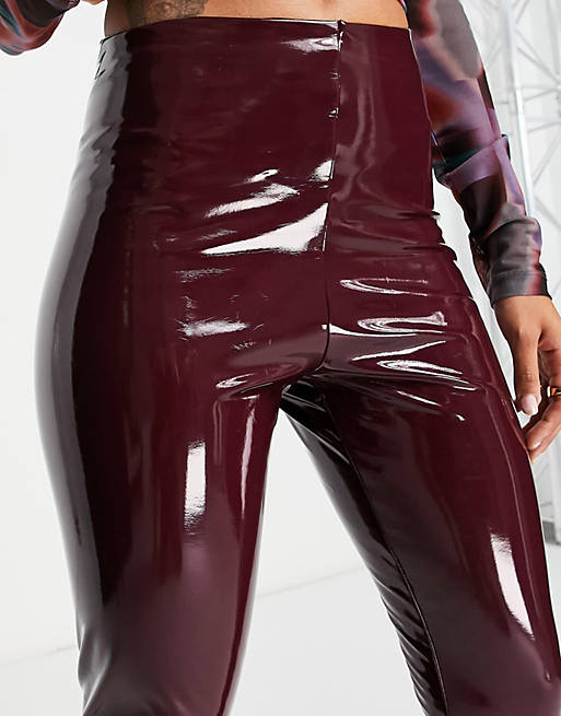 Commando faux leather patent perfect control co-ord legging in dark red