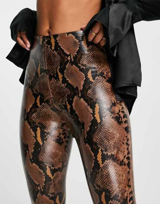 commando Women's Faux Leather Leggings, Snake, Tan, Print, X-Small