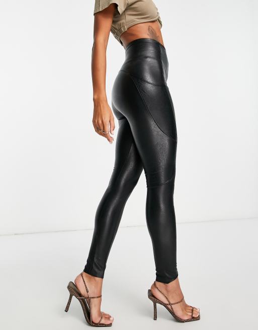 Noisy May Tall leather look leggings in black