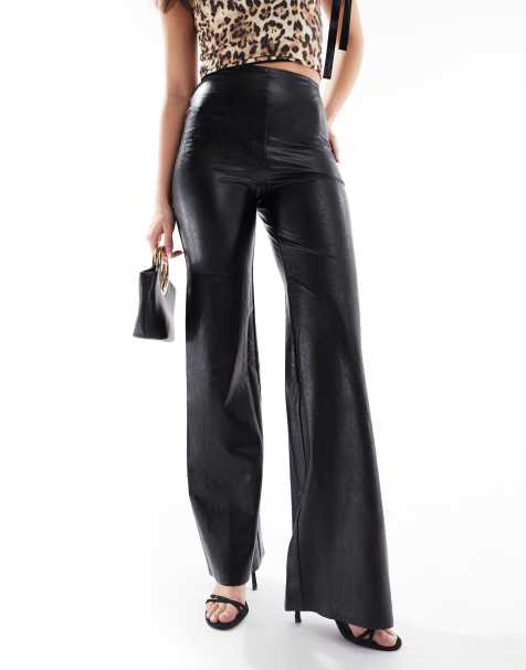 Commando Faux leather wide leg pant in black - view 1