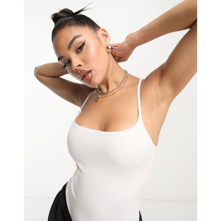 Commando neoprene spaghetti strap bodysuit in white