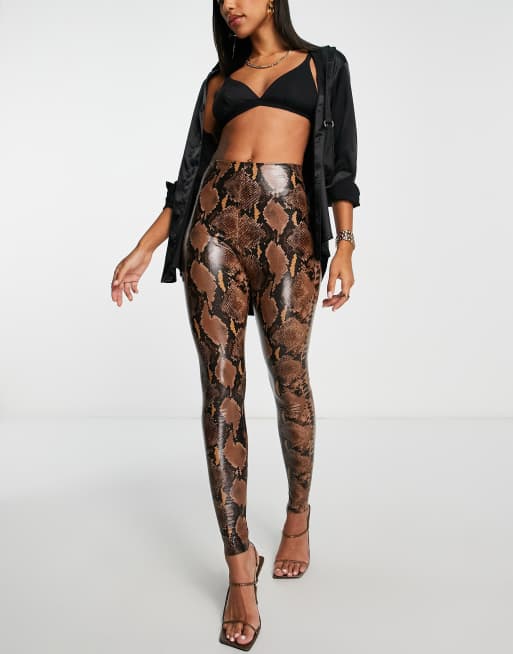 Commando Perfect Control Legging en similicuir imprime serpent Marron