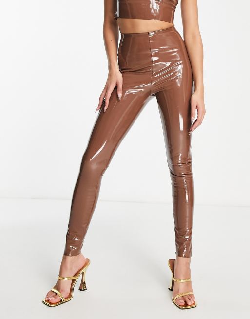 Commando - Perfect Control - Leggings in pelle sintetica color cuoio verniciato in coordinato