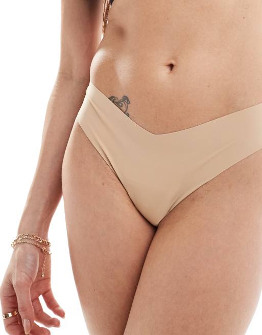 Commando - Perizoma classico beige in microfibra tagliata a grezzo