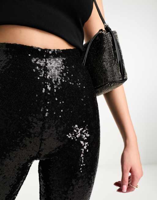 Commando Sequin Jogger in Black