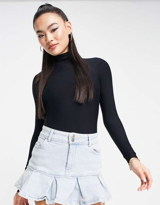 Turtleneck Bodysuit + Colorblocked Pleated Midi Skirt — bows & sequins