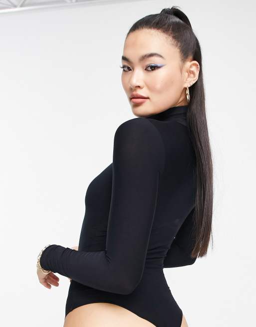 ASOS DESIGN long sleeve bodysuit with turtleneck in black