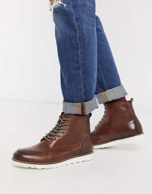 Common People Leather Hiker Boot In Tan Asos