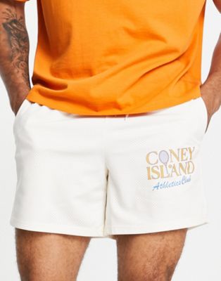 Coney Island Picnic athletics club co-ord jersey short in white with chest and back print