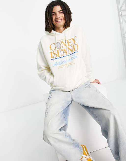 Coney Island Picnic - Athletics Club - Hoodie met print op dijbeen in wit, deel van co-ord set