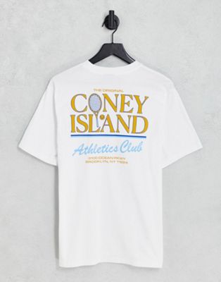 Coney Island Picnic athletics club t-shirt in white with chest and back print - ASOS Price Checker