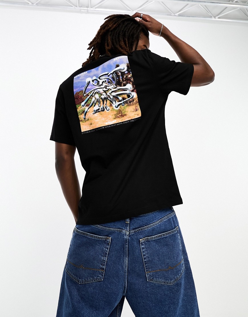 Coney Island Picnic co-ord short sleeve t-shirt in black with lost mind chest and back print