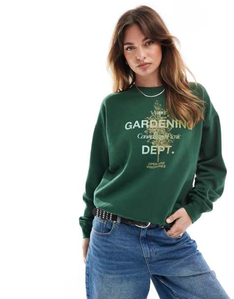 Coney Island Picnic Gardening Department Crew Sweatshirt in Dark Green - view 1