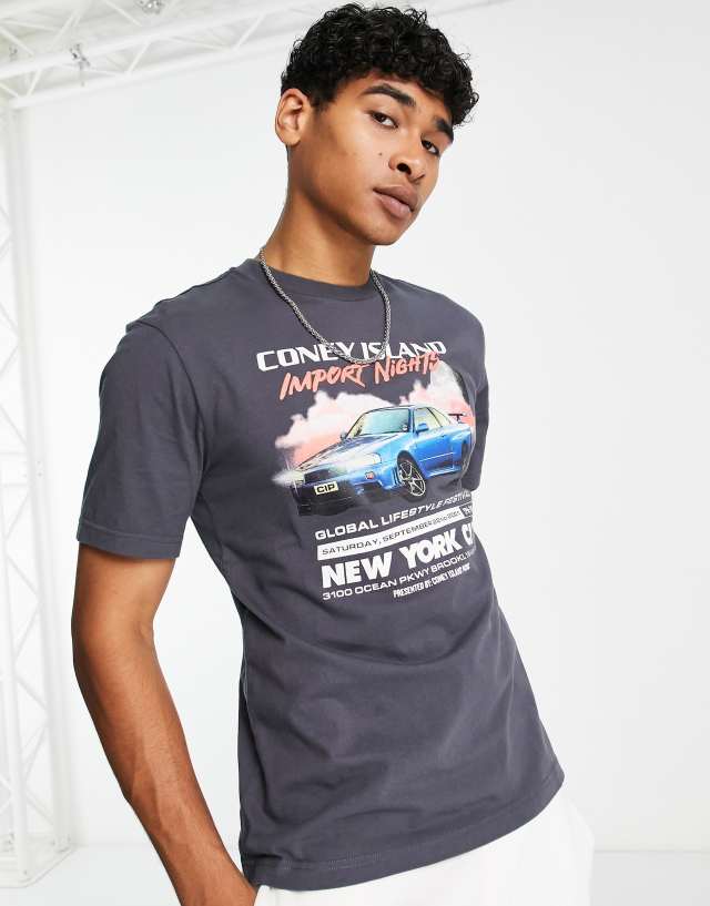 Coney Island Picnic - import nights t-shirt in grey with chest print