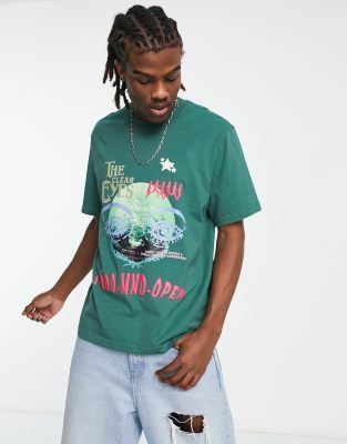 Coney Island Picnic Coney Island Picnic mind open t-shirt in washed green with graphic print