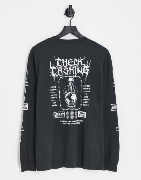 Coney Island Picnic payday long sleeve t-shirt in black with placement prints - view 1
